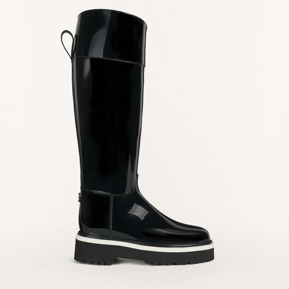 Women's Furla Rainbow Boots Black White | 9358-URZWB