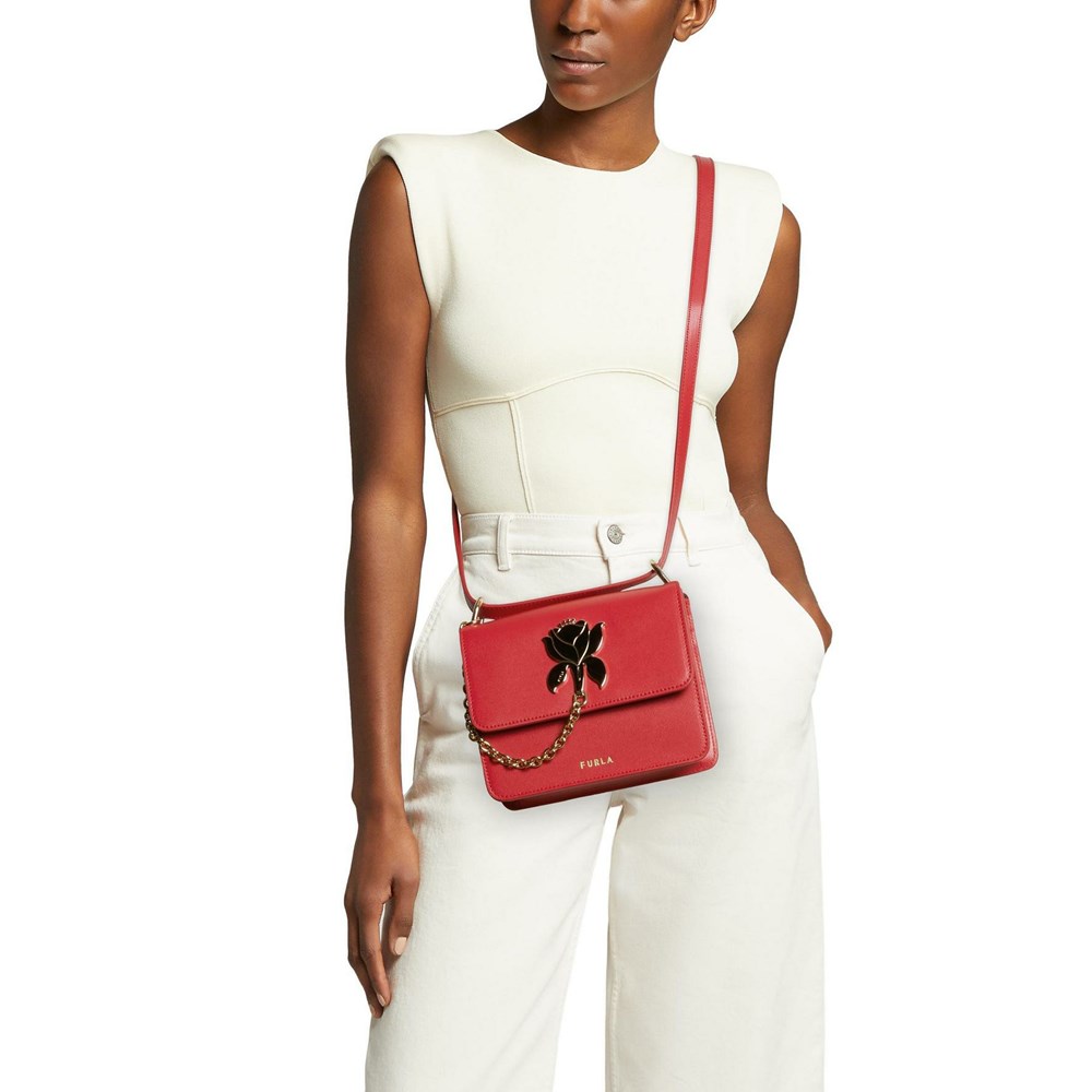 Women's Furla Tuberosa Crossbody Bags Red | 0813-QEGWR