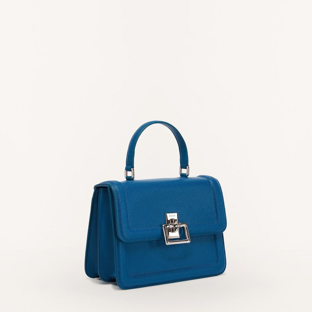 Women's Furla Villa Handbags Blue | 9802-WSGVJ