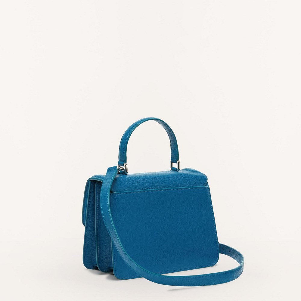 Women's Furla Villa Handbags Blue | 9802-WSGVJ