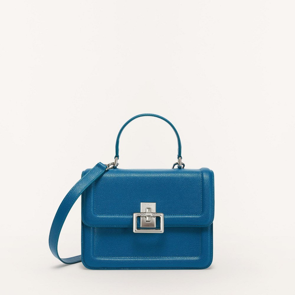 Women\'s Furla Villa Handbags Blue | 9802-WSGVJ